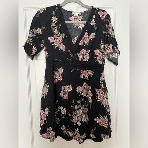 Adam Levine Collection Black and Pink Floral Mini Dress